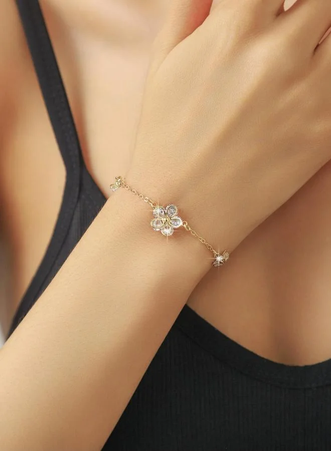 Take Two  Women Gold Floral Zirconia Bracelet for Women | Best Price UAE